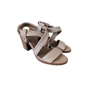 Frye Dani Criss Cross Sandal In Tan/Cream Leather size 8